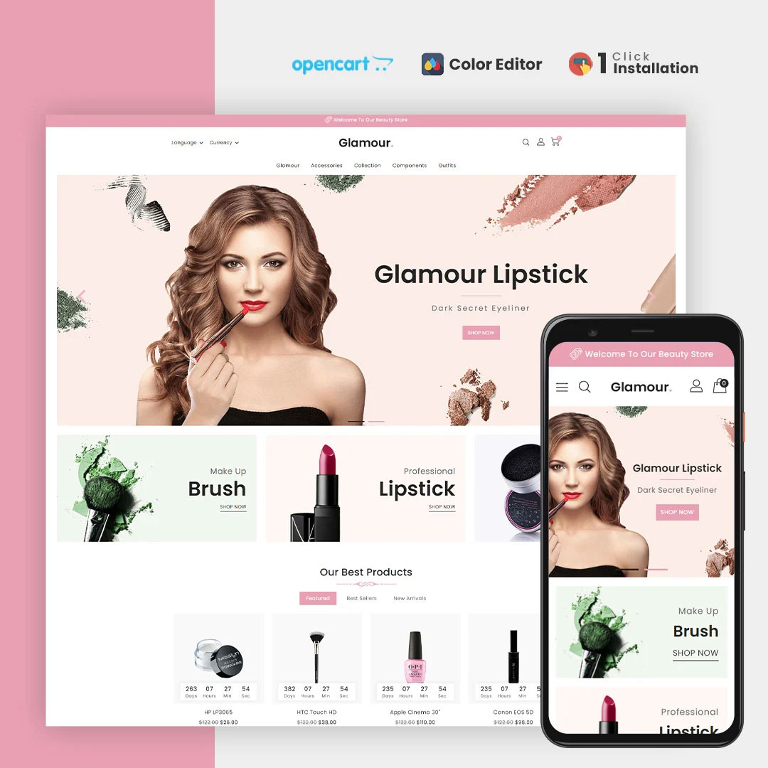 Glamour Cosmetics Store OpenCart Template