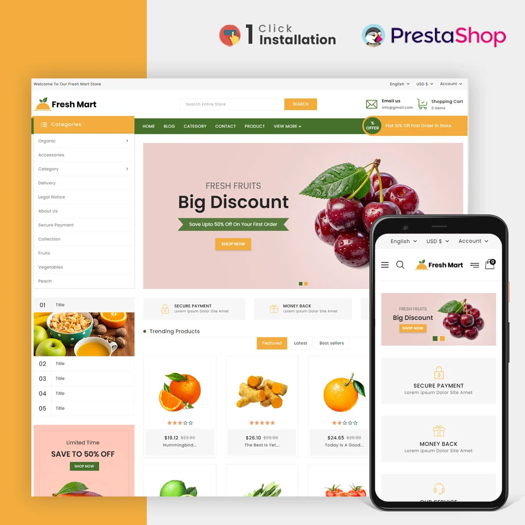 FreshMart Organic & Grocery Store Prestashop Theme