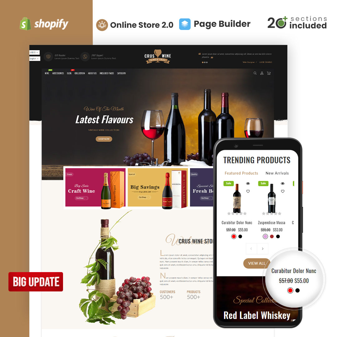 Cruswine – Sectioned Shopify Theme