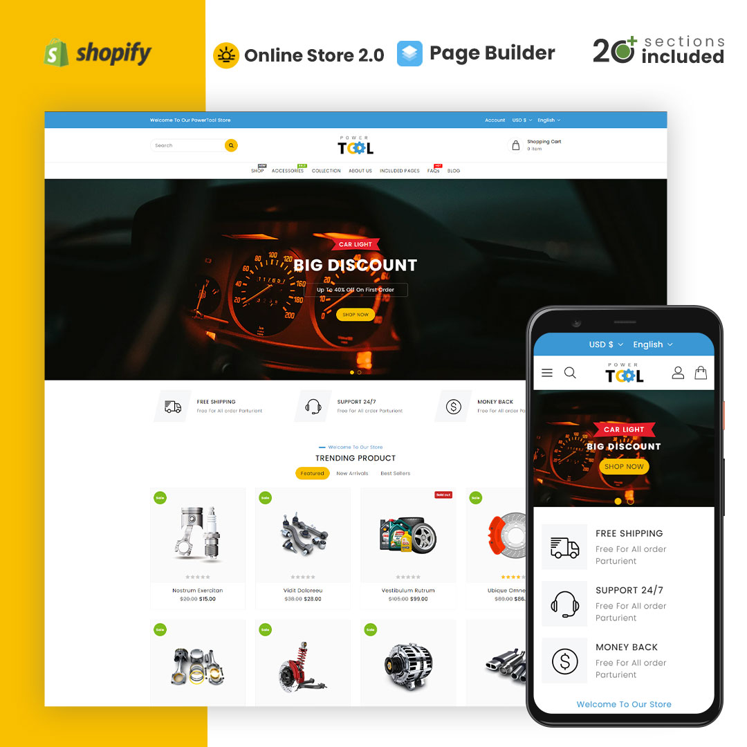 Power Tools and Accessories Store Shopify Theme
