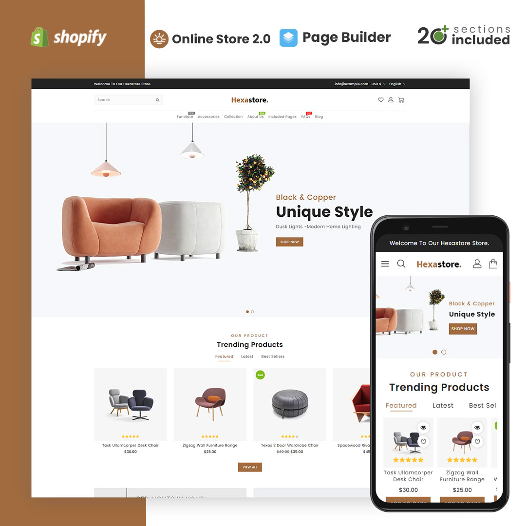 Hexastore Wood And Furniture Store Shopify Theme